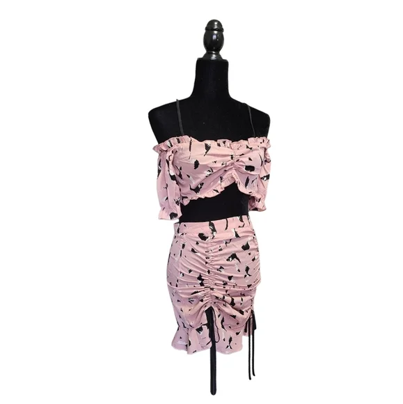 NWT Nasty Gal Leave Your Mark Crop Top And Ruched Skirt Set Size 2 - Picture 5 of 10